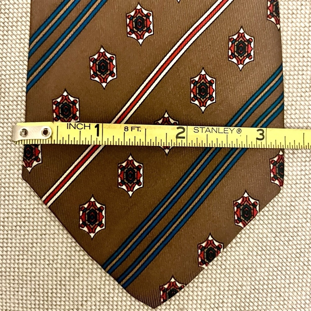 Vintage Yves Saint Laurent Necktie Men Brown Blue… - image 7